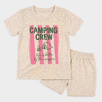 Camping Crew Stripes - Toddler Crew Shorts Set