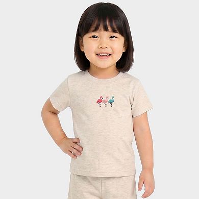 Three Flamingos - Toddler Crew Shorts Set