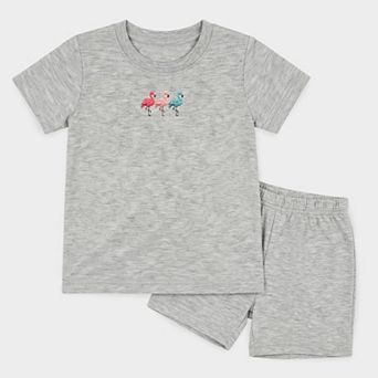 Three Flamingos - Toddler Crew Shorts Set