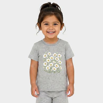 Watercolor Daisies - Toddler Crew Shorts Set