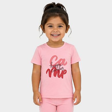 Happy Camper Cursive - Toddler Crew Shorts Set