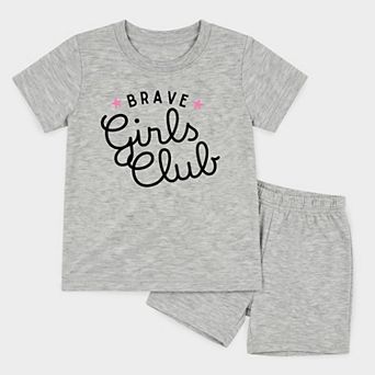 Brave Girls Club Cursive - Toddler Crew Shorts Set