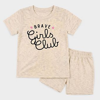 Brave Girls Club Cursive - Toddler Crew Shorts Set
