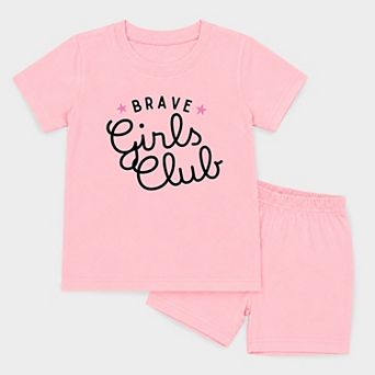 Brave Girls Club Cursive - Toddler Crew Shorts Set
