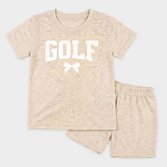 Golf Arched Bow - Toddler Crew Shorts Set