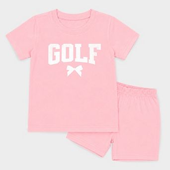 Golf Arched Bow - Toddler Crew Shorts Set