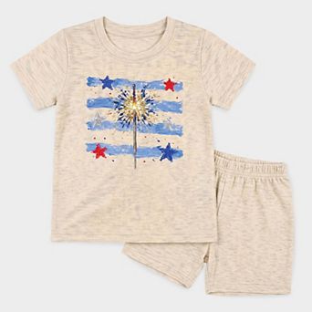 Sparkler Stripes - Toddler Crew Shorts Set