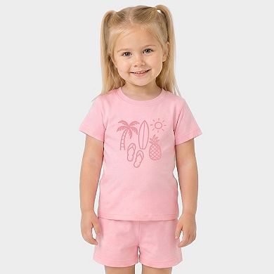 Beach Elements Outline - Toddler Crew Shorts Set