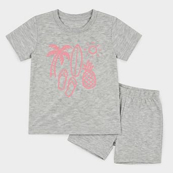Beach Elements Outline - Toddler Crew Shorts Set