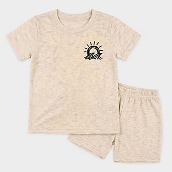 Sun and Waves Sketch - Toddler Crew Shorts Set