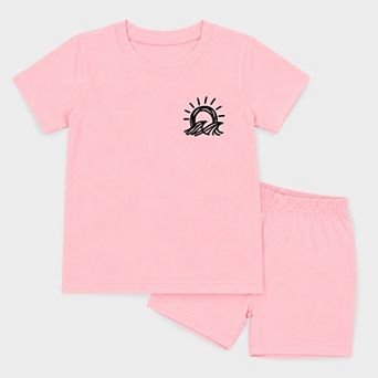Sun and Waves Sketch - Toddler Crew Shorts Set