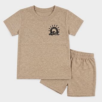Sun and Waves Sketch - Toddler Crew Shorts Set