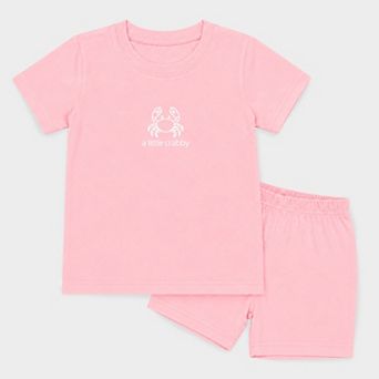A Little Crabby Outline - Toddler Crew Shorts Set