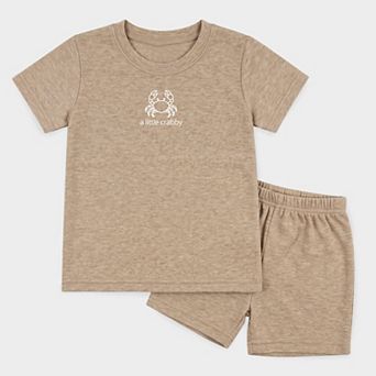 A Little Crabby Outline - Toddler Crew Shorts Set