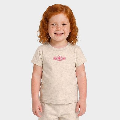 Hibiscus Row Pink - Toddler Crew Shorts Set