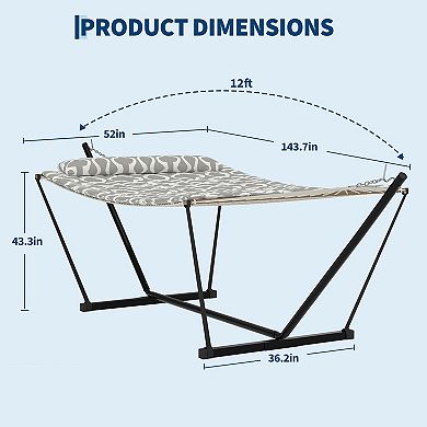 2 Person Portable Double Hammock for Outdoor with Pillow, Heavy Duty Portable Hammock