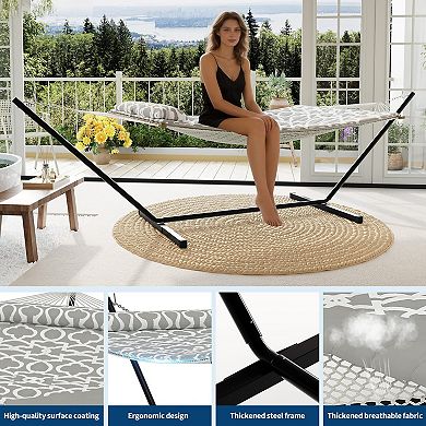 2 Person Portable Double Hammock for Outdoor with Pillow, Heavy Duty Portable Hammock