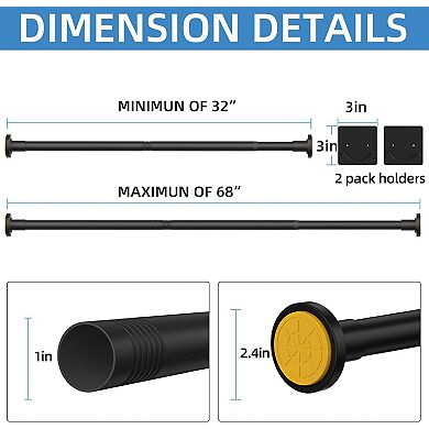Shower Curtain Rod 32-68 Inches, Stainless Steel Adjustable Spring Tension Rods
