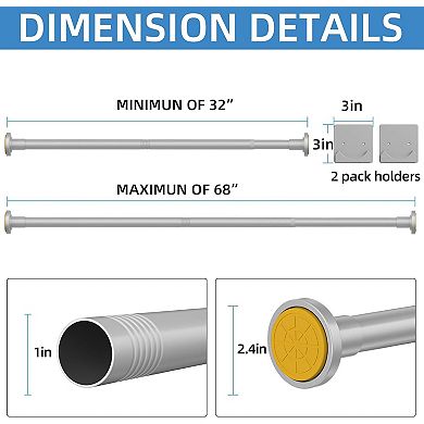 Shower Curtain Rod 32-80 Inches, Stainless Steel Adjustable Spring Tension Rods