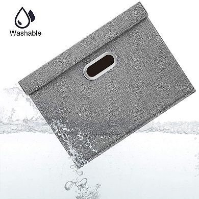 Collapsible Storage Bins With Lids Fabric Organizing Boxes Stackable Washable Foldable