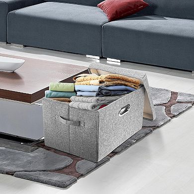 Collapsible Storage Bins With Lids Fabric Organizing Boxes Stackable Washable Foldable
