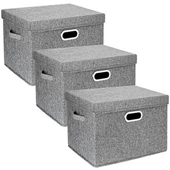 Collapsible Storage Bins With Lids Fabric Organizing Boxes Stackable Washable Foldable