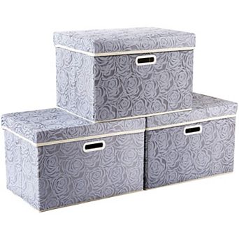 Collapsible Storage Bins with Lids Fabric Organizers Closet Bedroom Living Room Larger Size