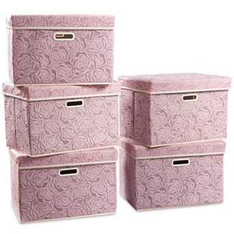 Collapsible Storage Bins with Lids Fabric Organizers Closet Bedroom Living Room Larger Size