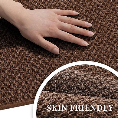 Non Slip Washable Absorbent Quick Dry Bathroom Rug Set Woven Texture Low Profile Floor Mats