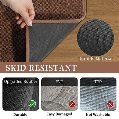 Non Slip Washable Absorbent Quick Dry Bathroom Rug Set Woven Texture Low Profile Floor Mats