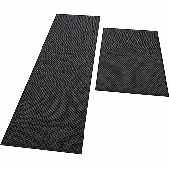 Non Slip Washable Absorbent Quick Dry Bathroom Rug Set Woven Texture Low Profile Floor Mats