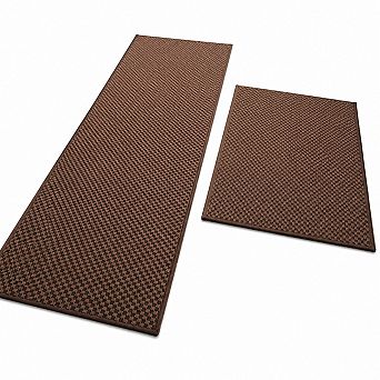 Non Slip Washable Absorbent Quick Dry Bathroom Rug Set Woven Texture Low Profile Floor Mats