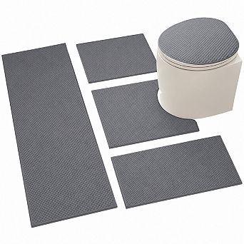 Non Slip Washable Absorbent Quick Dry Bathroom Rug Set Woven Texture Low Profile Floor Mats