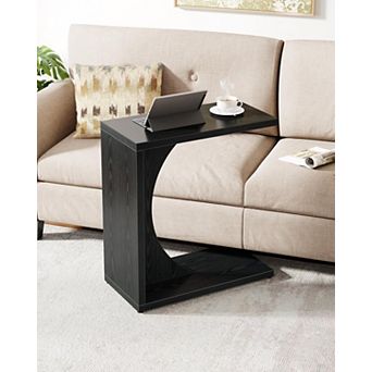 C-shaped End Table for Couch Sofa Small Space Living Room Bedroom Adjustable Feet MDF Construction