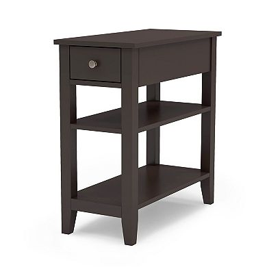 Black 3-Tier Narrow Side Table with Drawer & Shelves for Small Spaces Living Room Sofa End Table