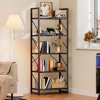 Bookcase Golden Wrought Iron Open Shelves Storage Organizer for Bedroom Living Room Office