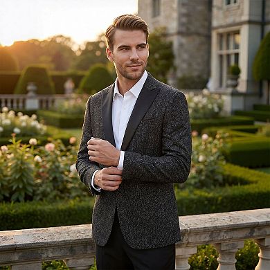 Men's Slim-Fit Casual Blazer One-Button Contrast Peak Lapel Sport Jacket