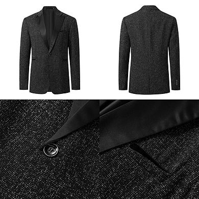 Men's Slim-Fit Casual Blazer One-Button Contrast Peak Lapel Sport Jacket