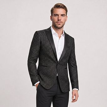 Men's Slim-Fit Casual Blazer One-Button Contrast Peak Lapel Sport Jacket
