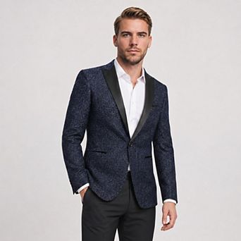 Men's Slim-Fit Casual Blazer One-Button Contrast Peak Lapel Sport Jacket
