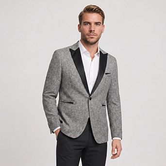 Men's Slim-Fit Casual Blazer One-Button Contrast Peak Lapel Sport Jacket