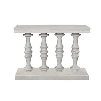 Console Table, 42-Inch Mango Wood Top, Shabby Chic Finish, Turned Pillar Legs