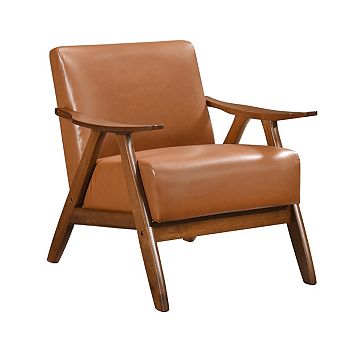 Indy Accent Club Armchair, Faux Leather, Solid Rubberwood