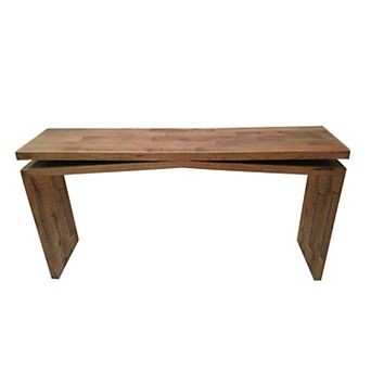 Keri Console Table, Solid Mango Wood Slab Top, Handcrafted Rustic Natural Brown, Organic Design