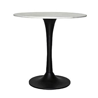 Mara Dining Table, Round Genuine Marble Top, Metal Tulip Pedestal Base