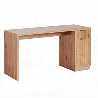 Executive Desk with Drawer and Power Outlet, Farmhouse Computer Desk Home Wood Executive Desk
