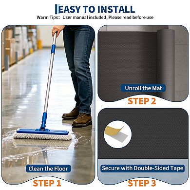 Heavy Duty Non-Slip Garage Floor Mat Roll 7.5 x 17 FT, 1.8mm Thick