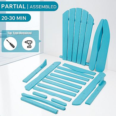 Pnronnc Embossed Wooden Folding Adirondack Chair for Patio Backyard and Fire Pit