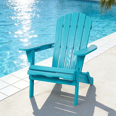 Pnronnc Embossed Wooden Folding Adirondack Chair for Patio Backyard and Fire Pit