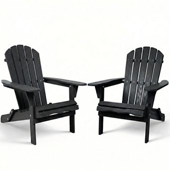 Pnronnc Wooden Folding Adirondack Patio Chair with Embossed Wood Grain Design